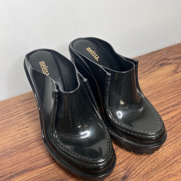 MELISSA PANAPANA MULE Black 90s Platform Office Siren Rachel Green size 5 - Picture 3 of 15